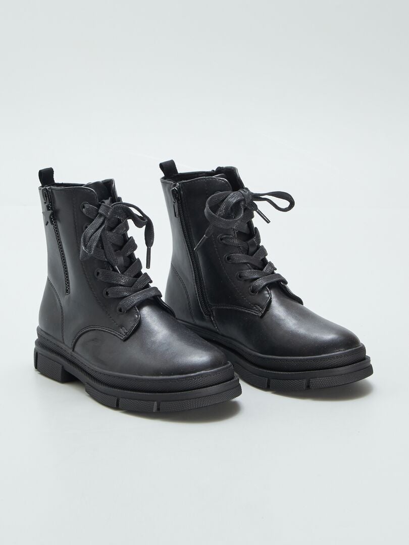 Boots type godillot Noir - Kiabi