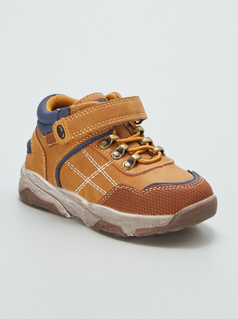 Boots type montagne à scratch Marron - Kiabi