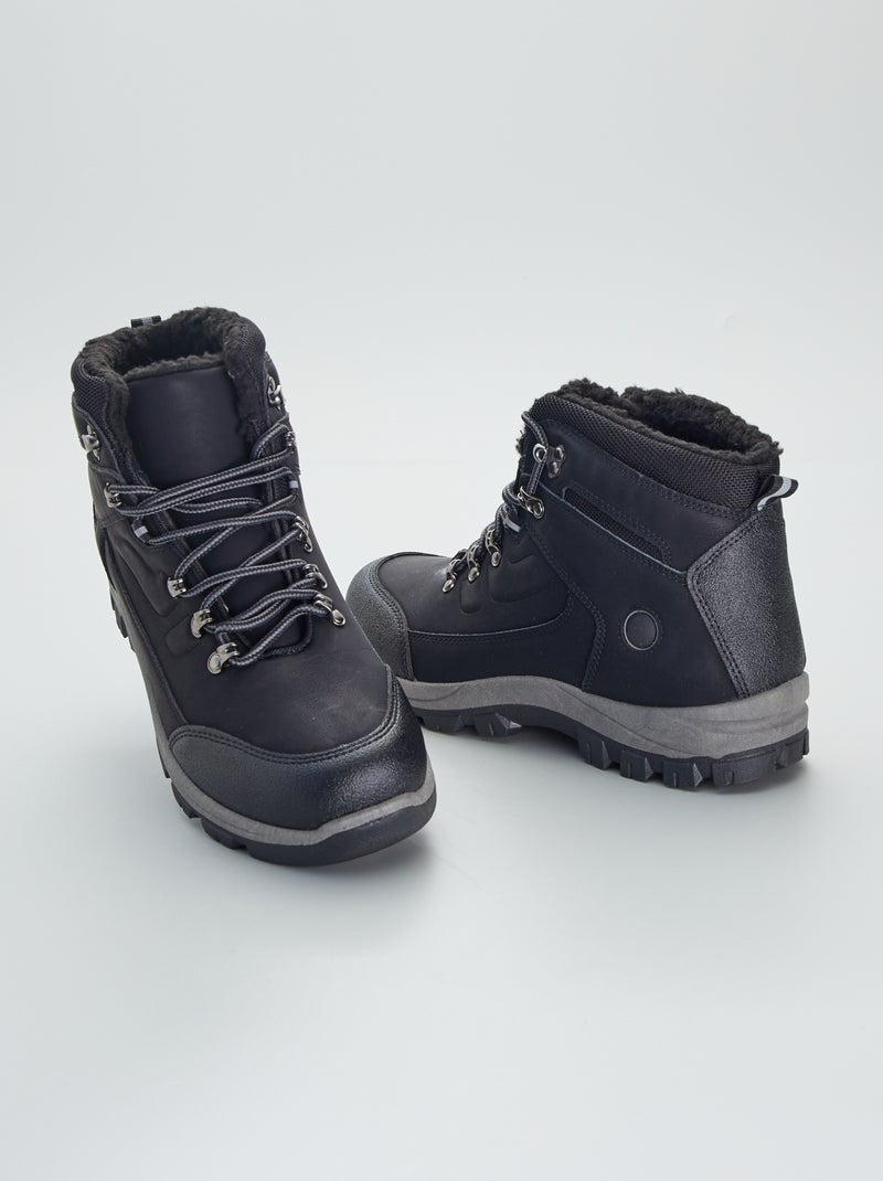 Boots type montagne en simili noir - Kiabi
