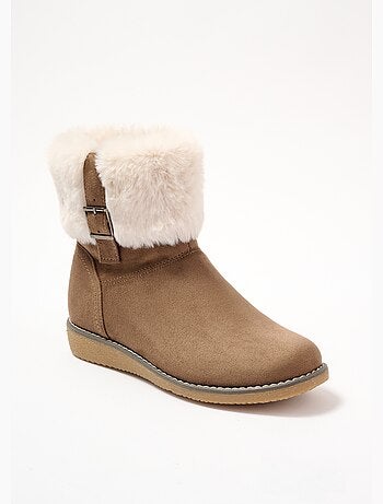 Boots vegan revers fausse fourrure largeur confort - Afibel