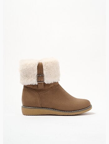 Boots vegan revers fausse fourrure largeur confort