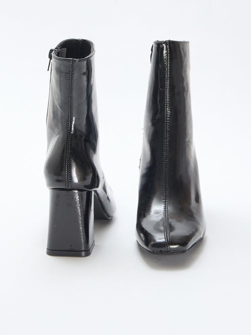 Boots vernies à talon carré - Kiabi