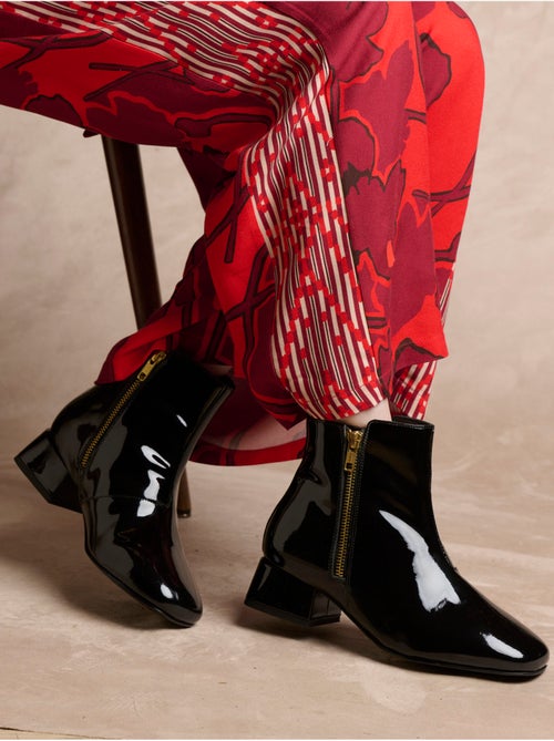 Boots vernies en cuir - Kiabi Boots vernies en cuir - Kiabi