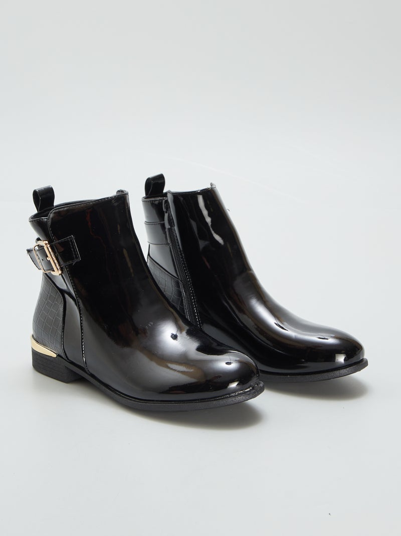 Boots vernies Noir - Kiabi