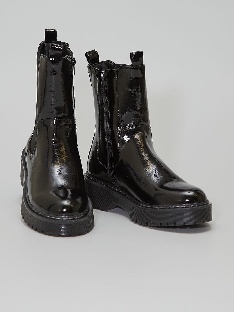 Boots vernies type 'Chelsea' noir Kiabi 35.00€