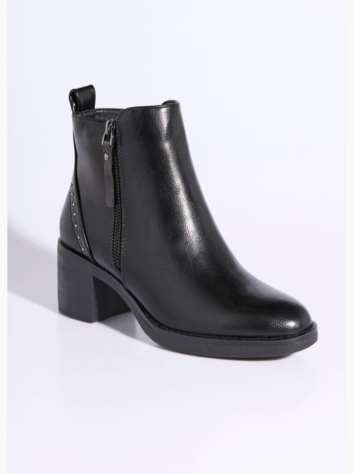 Boots zippées à talon détails cloutés - afibel - Kiabi Boots zippées à talon détails cloutés - afibel - Kiabi