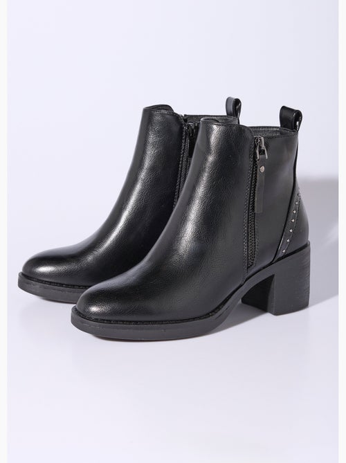 Boots zippées à talon détails cloutés - afibel - Kiabi Boots zippées à talon détails cloutés - afibel - Kiabi