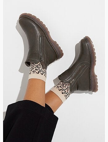 Boots zippées, coutures contrastantes - AFIBEL