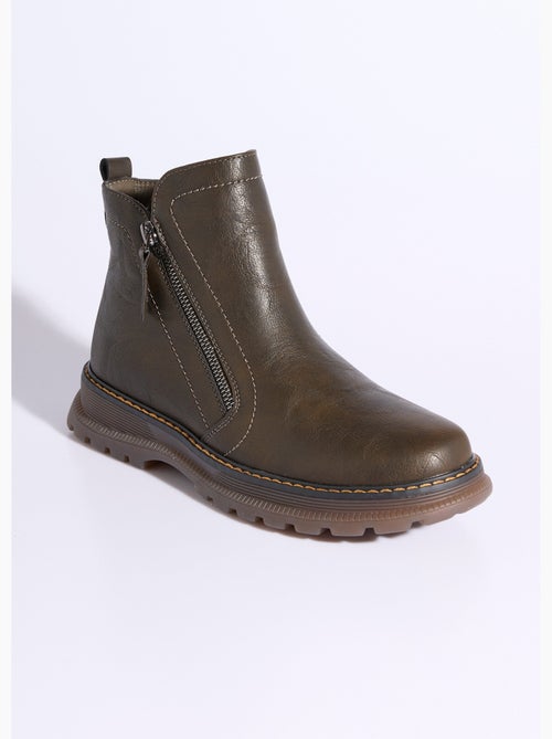 Boots zippées, coutures contrastantes - AFIBEL - Kiabi
