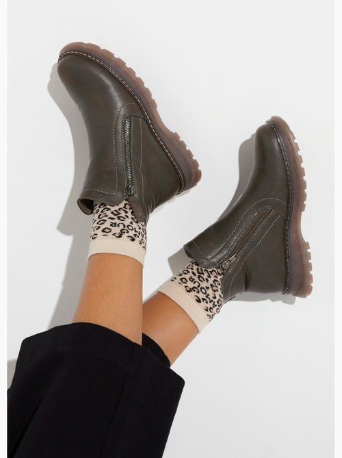Boots zippées, coutures contrastantes - AFIBEL - Kiabi