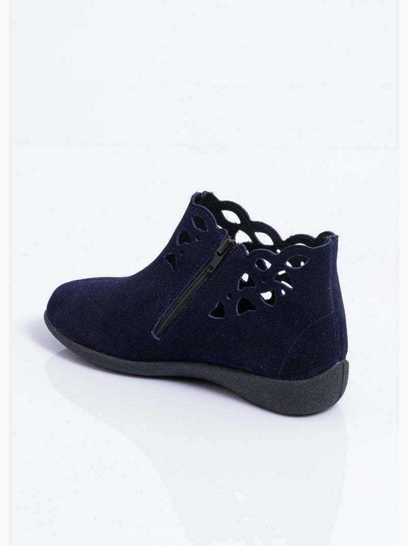 Boots zippées cuir fabriquées en france - afibel Bleu marine - Kiabi