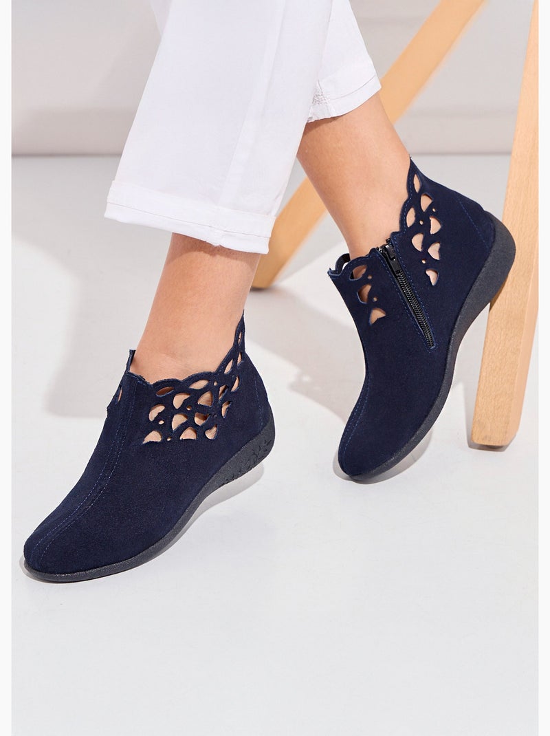 Boots zippées cuir fabriquées en france - afibel Bleu marine - Kiabi
