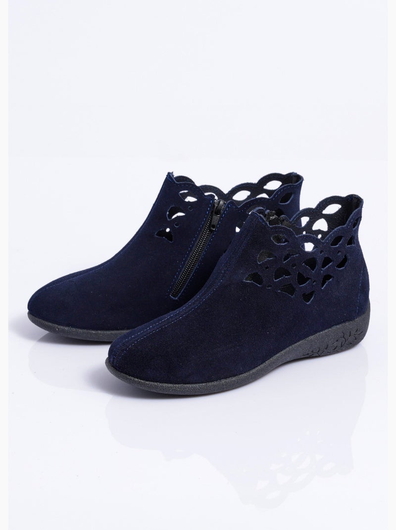 Boots zippées cuir fabriquées en france - afibel Bleu marine - Kiabi