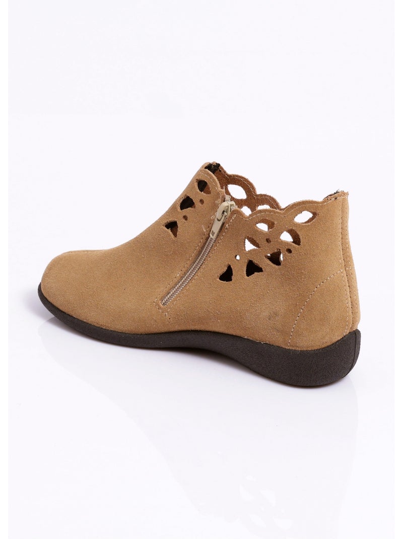 Boots zippées cuir fabriquées en france - afibel Camel - Kiabi