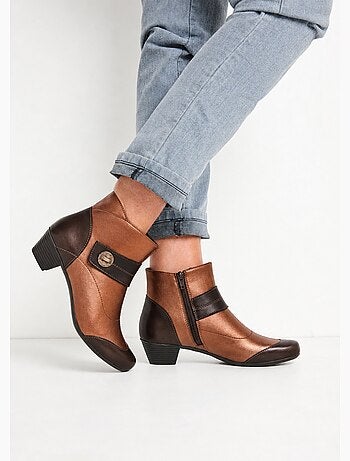 Boots zippées cuir talon décroché - afibel