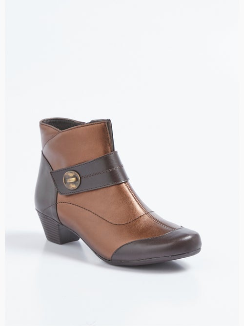 Boots zippées cuir talon décroché - Afibel - Kiabi