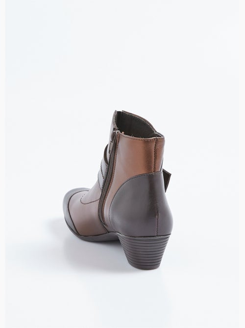 Boots zippées cuir talon décroché - Afibel - Kiabi