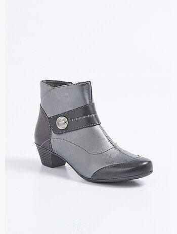 Boots zippées cuir talon décroché - Afibel