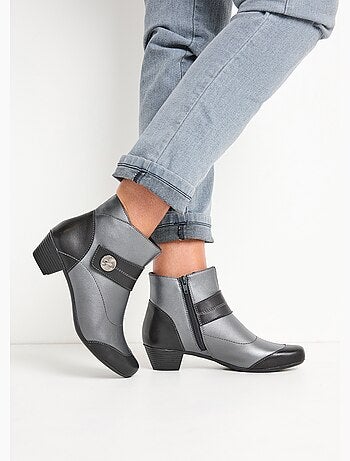 Boots zippées cuir talon décroché - afibel