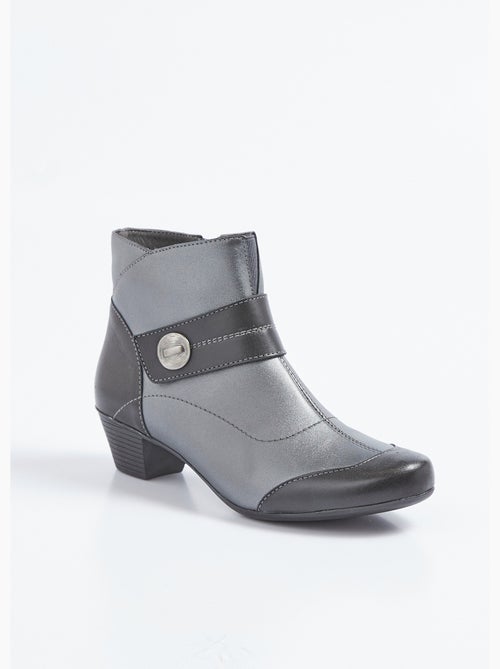 Boots zippées cuir talon décroché - Afibel - Kiabi