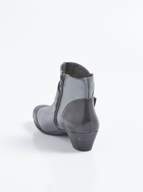 Boots zippées cuir talon décroché - Afibel - Kiabi