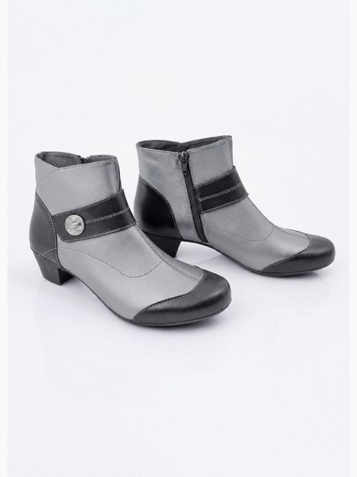Boots zippées cuir talon décroché - afibel - Kiabi Boots zippées cuir talon décroché - afibel - Kiabi