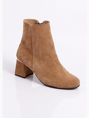 Boots zippées cuir velouté - afibel