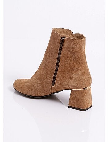 Boots zippées cuir velouté - afibel