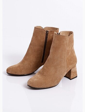 Boots zippées cuir velouté - afibel