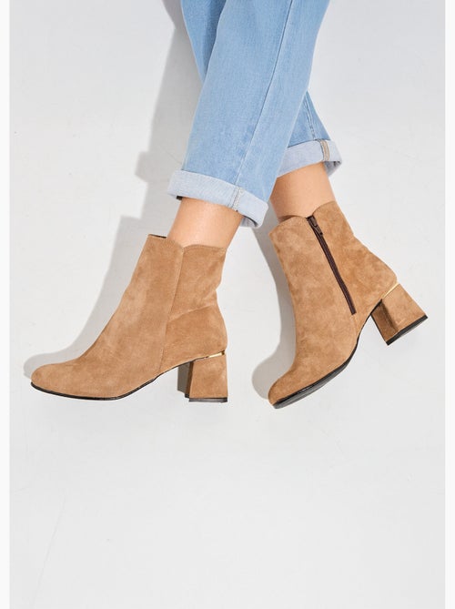 Boots zippées cuir velouté - afibel - Kiabi Boots zippées cuir velouté - afibel - Kiabi