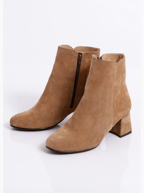 Boots zippées cuir velouté - afibel - Kiabi Boots zippées cuir velouté - afibel - Kiabi