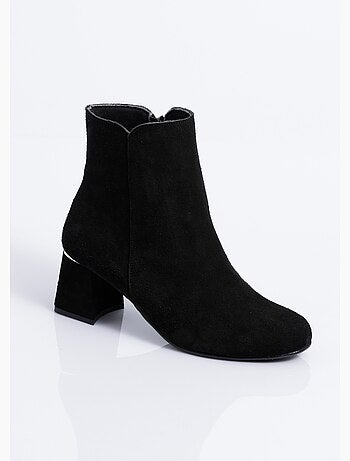 Boots zippées cuir velouté - afibel