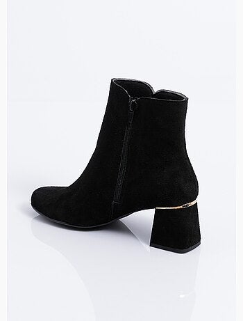 Boots zippées cuir velouté - afibel