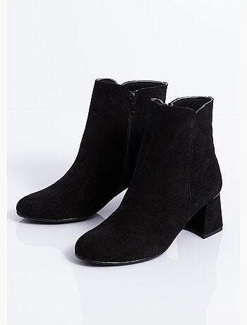 Boots zippées cuir velouté - afibel