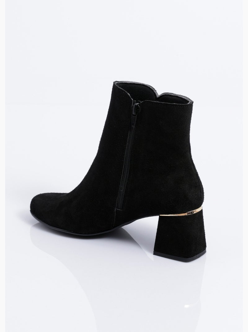 Boots zippées cuir velouté - afibel Noir - Kiabi