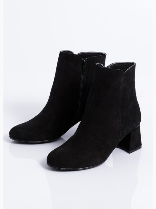 Boots zippées cuir velouté - afibel - Kiabi Boots zippées cuir velouté - afibel - Kiabi