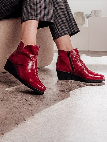 Boots zippées cuir vernis - Afibel