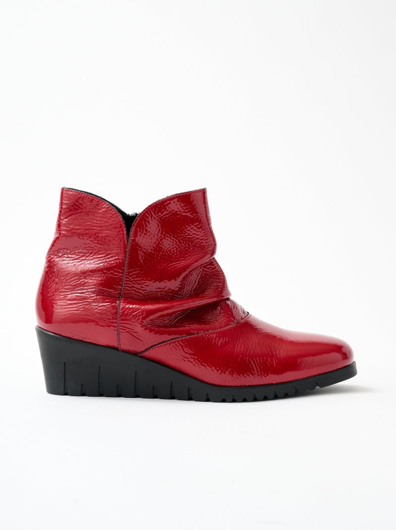 Boots zippées cuir vernis - Afibel N/A - Kiabi