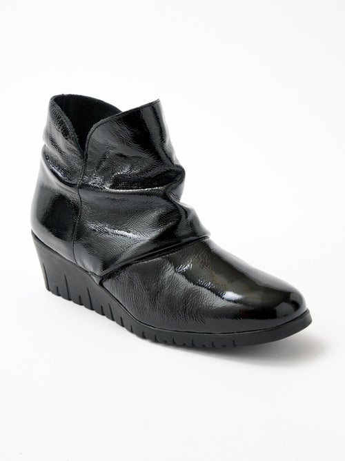 Boots zippées cuir vernis - Afibel - Kiabi