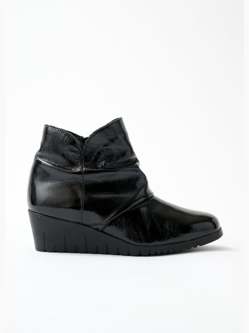 Boots zippées cuir vernis - Afibel - Kiabi