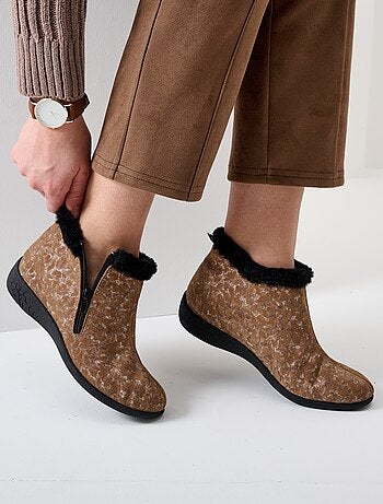 Boots zippées en cuir, largeur confort