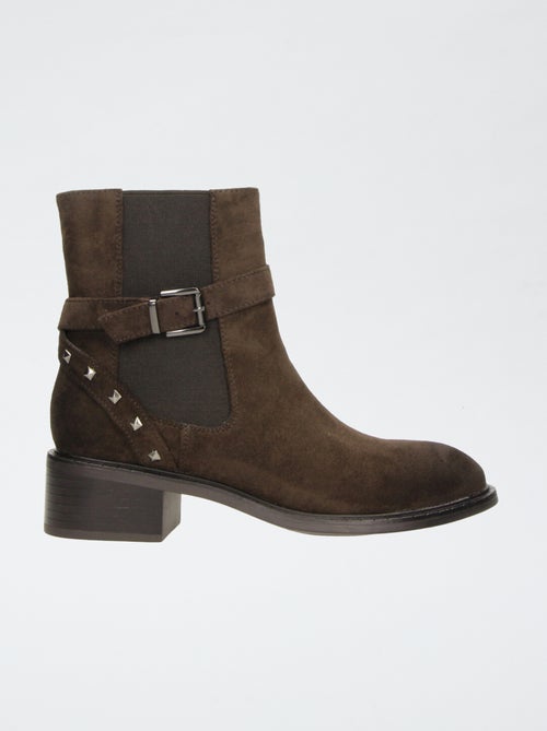 Boots zippées en suédine - Kiabi