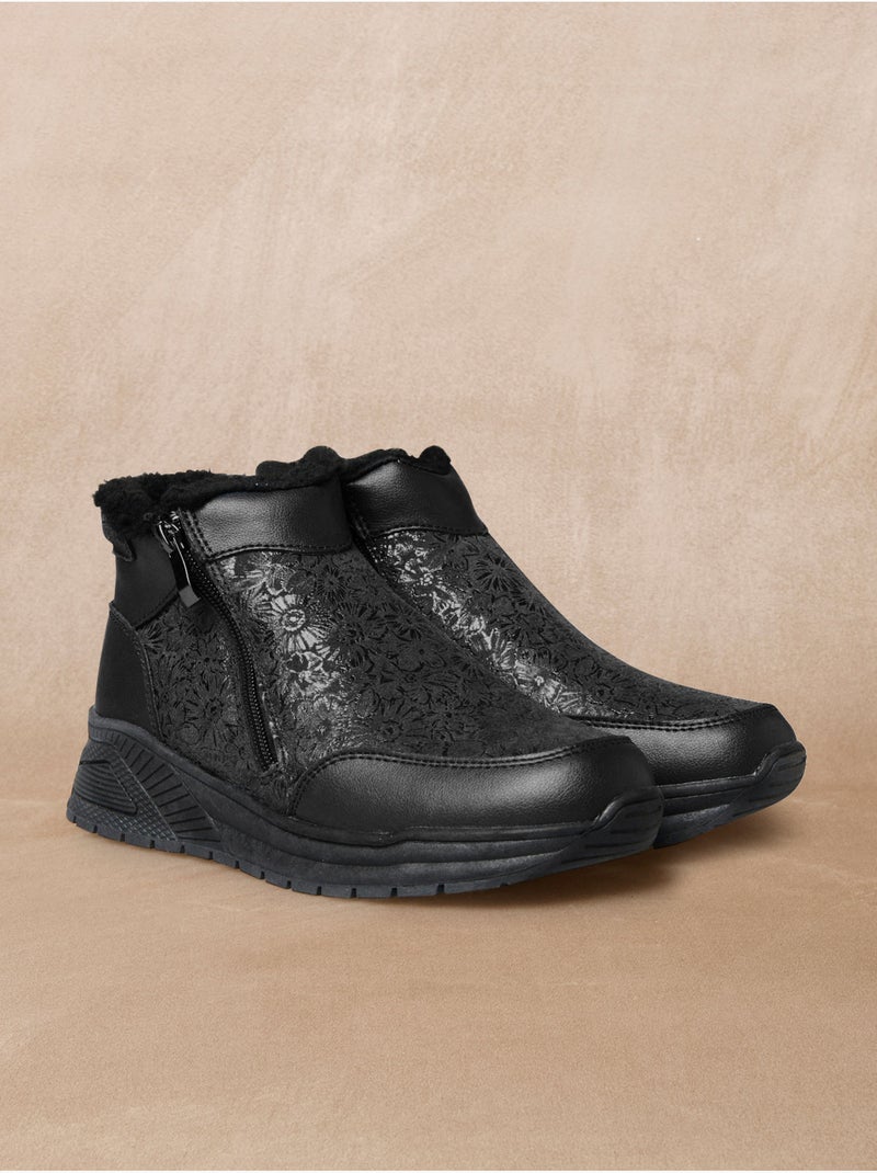 Boots zippées fourrées femme - PEDICONFORT Noir Noir - Kiabi