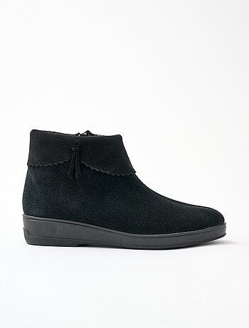 Boots zippées fourrées largeur confort cuir velours