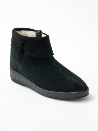 Boots zippées fourrées largeur confort cuir velours