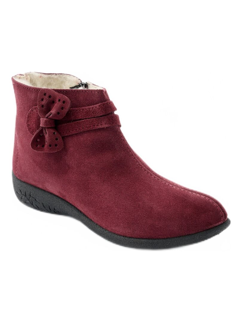 Boots zippées fourrées pure laine Bordeaux - Kiabi