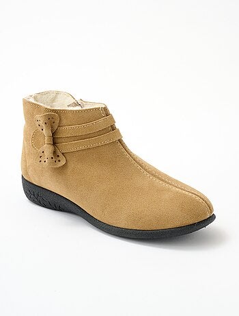 Boots zippées fourrées pure laine