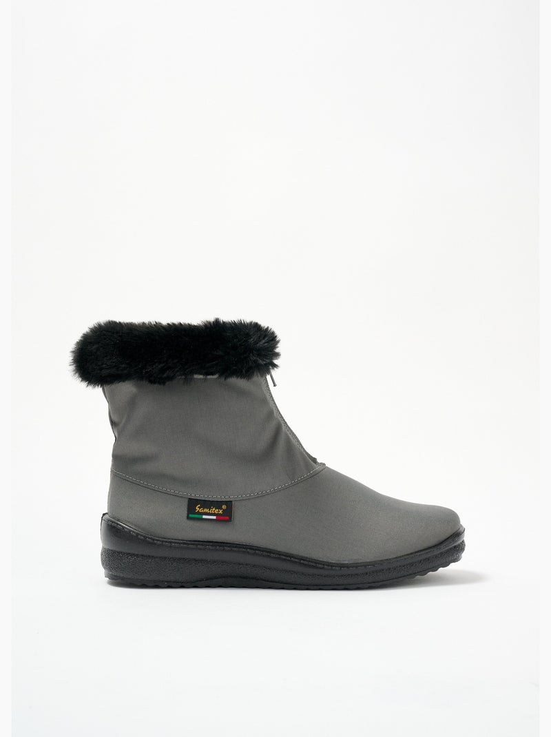 Boots zippées imperméables grande largeur Gris - Kiabi