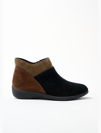 Boots zippées largeur confort cuir velours - Afibel