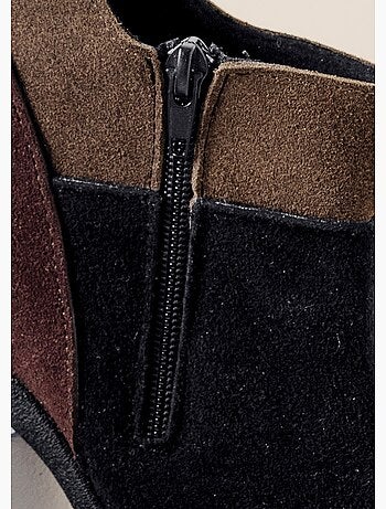 Boots zippées largeur confort cuir velours - Afibel